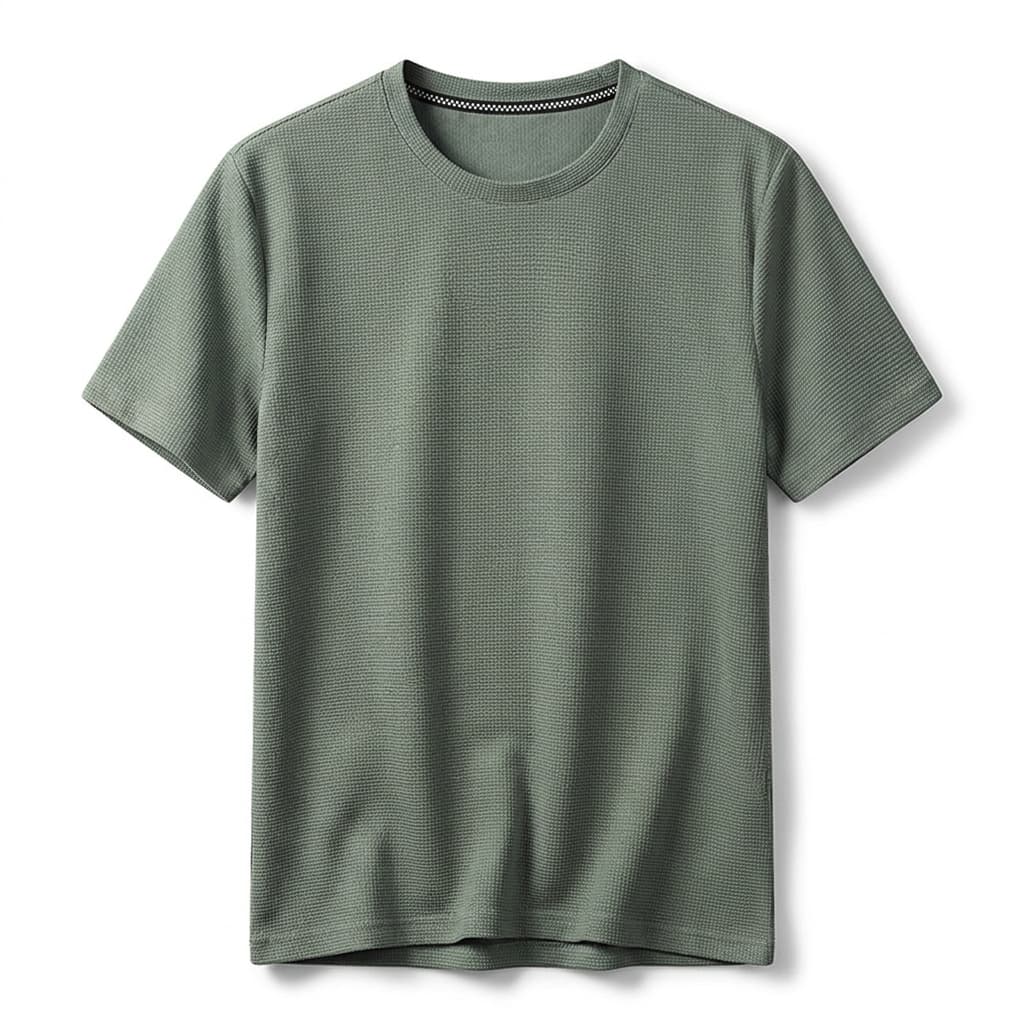 Camiseta de punto gofrado para hombre — ajuste relajado — estilo diario